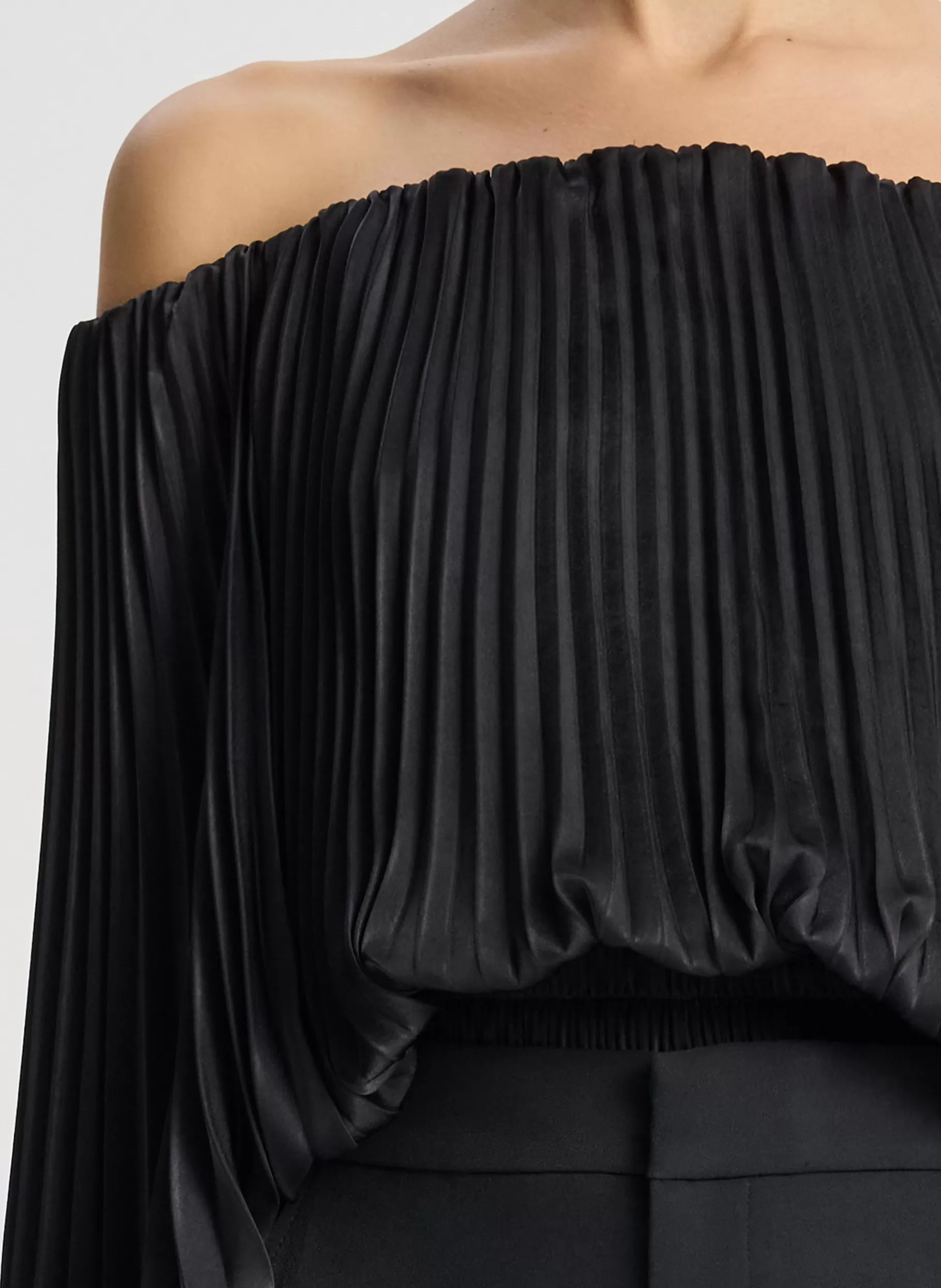 Women A.L.C. Tops^Sienna Satin Pleated Off Shoulder Top